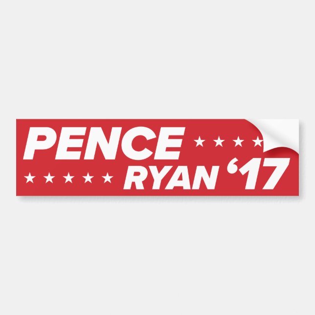 Pence / Ryan '17 — RED Bumper Sticker (Front)