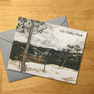 Pencil and pen Colorado Mountain Landscape Holiday Postcard