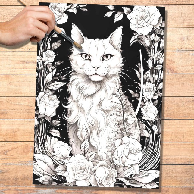 Pencil Art Cat 3 Decoupage Paper (Creator Uploaded)