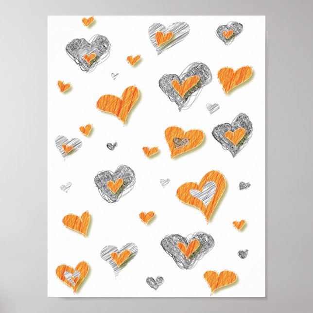 Pencil Art Hearts Canvas Poster (Front)