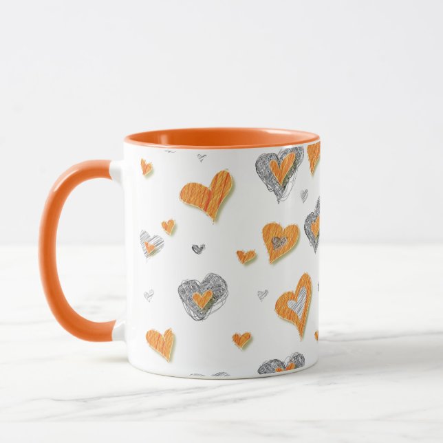 Pencil Art Hearts Ceramic Mug (Left)
