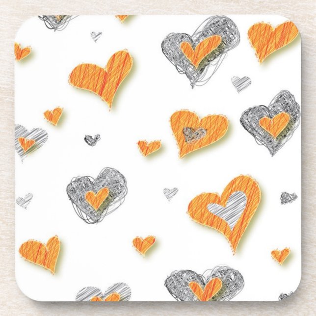 Pencil Art Hearts Cork Coasters (Front)