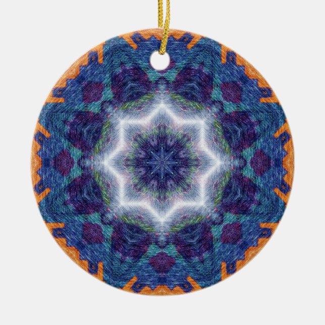 Pencil Art Mandala Ceramic Ornament (Front)