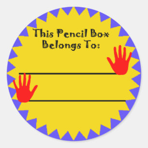 Pencil box belongs classic round sticker