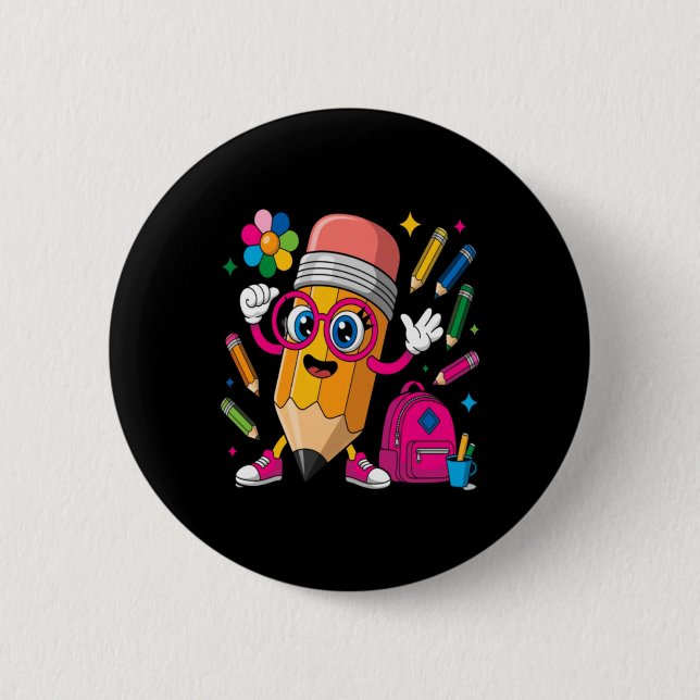 Pencil Character Learn Create 6 Cm Round Badge (Front)