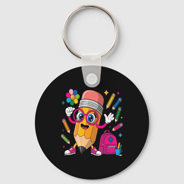 Pencil Character Learn Create Key Ring (Front)
