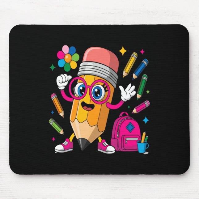 Pencil Character Learn Create Mouse Pad (Front)