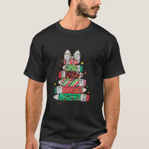 Pencil Christmas Tree Cute Coquette Bow Teacher Xm T-Shirt