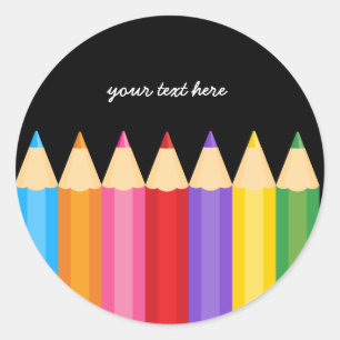 pencil colours * choose your background colour classic round sticker