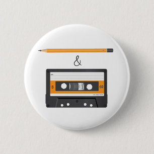 Pencil & Compact Cassette 6 Cm Round Badge