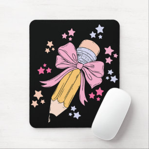 Pencil Coquette Bow Pink Back To School Teachers Mouse Pad