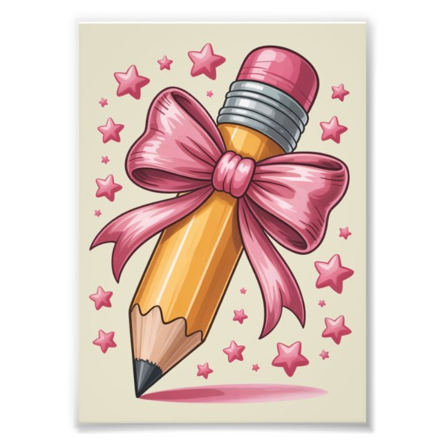 Pencil Coquette Bow Teacher Appreciation School Photo Print (Front)
