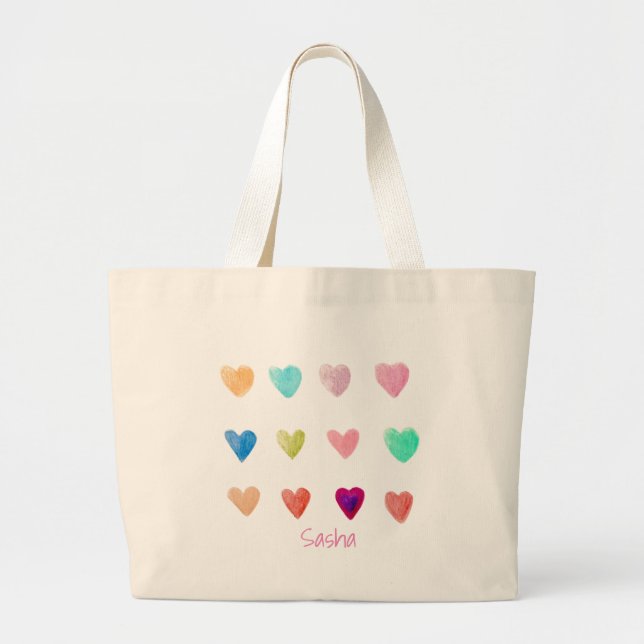 Pencil Crayon Hearts Tote Bag (Front)