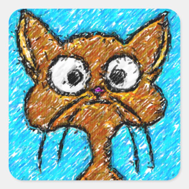 Pencil Crayon Kitty Square Sticker (Front)
