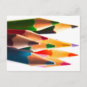 PENCIL CRAYONS PENCILS COLORED BRIGHT SCHOOL POSTCARD