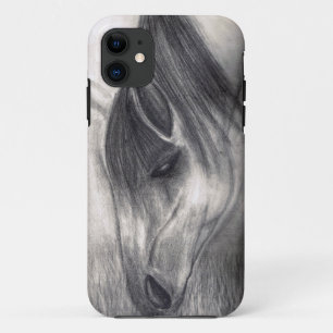 Pencil Drawing - Horse Grazing iPhone 11 Case