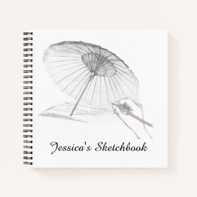 Pencil Drawing Personalised Sketchbook Notebook (Front)