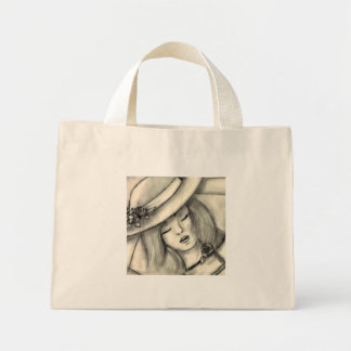 pencil drawing sleeping girl bag