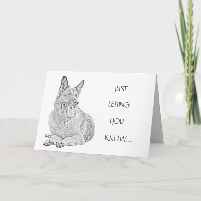 Pencil Drawn German Shepherd Greeting Card (Front)