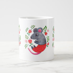 Pencil drawn mouse large coffee mug