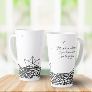 Pencil Drawn Paper boat   motivational text Latte Mug