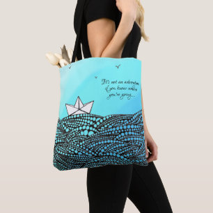 Pencil Drawn Paper boat   motivational text Tote Bag