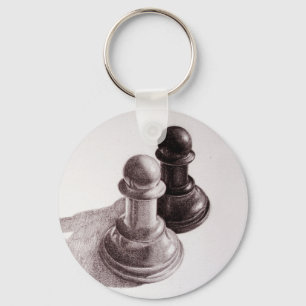 Pencil Drawn Pawns Chess Key Ring