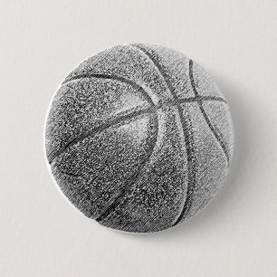 Pencil Effect Basketball 6 Cm Round Badge