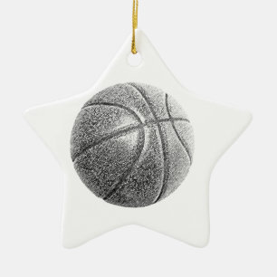 Pencil Effect Basketball Ceramic Tree Decoration