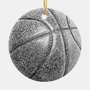 Pencil Effect Basketball Ceramic Tree Decoration