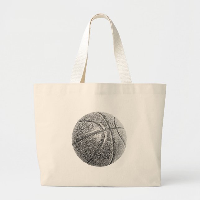 Pencil Effect Basketball Large Tote Bag (Front)
