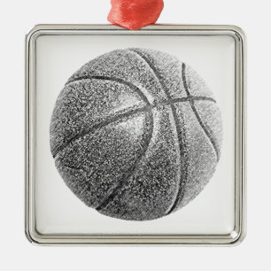 Pencil Effect Basketball Metal Ornament