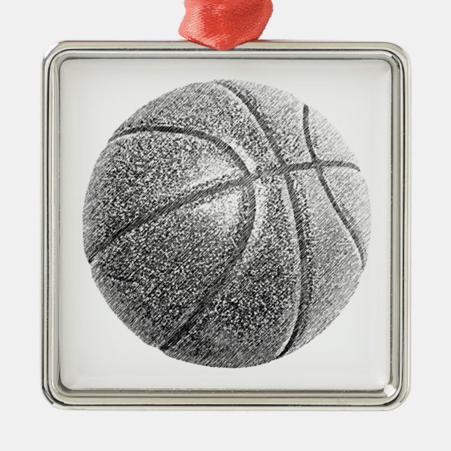 Pencil Effect Basketball Metal Ornament (Front)