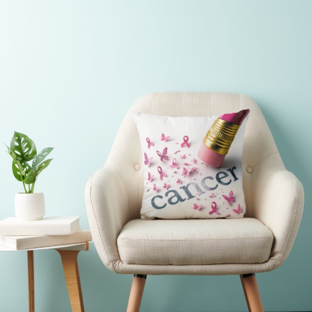 Pencil Erasing Cancer Text  Cushion (Chair)