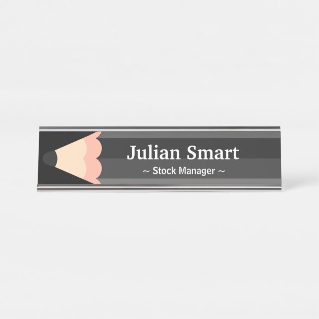 Pencil Graphic Desk Name Plate (Front)