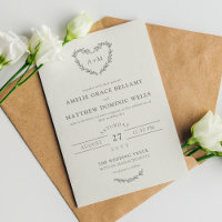 Pencil Grey Off White Heart Wreath 2 in 1 Wedding