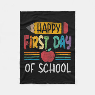 Pencil Happy First Day Of School Teacher Boys Girl Fleece Blanket