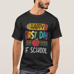 Pencil Happy First Day Of School Teacher Boys Girl T-Shirt