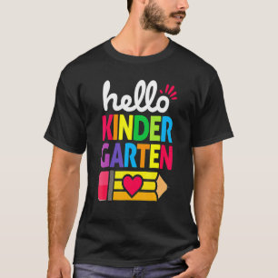 Pencil Heart Hello Kindergarten Teachers Kids Back T-Shirt