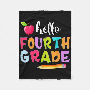 Pencil Hello Fourth Grade Teacher Student 4th Grad Fleece Blanket
