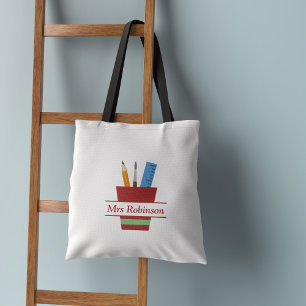 Pencil Holder Monogram Teacher Thank You Gift  Tote Bag