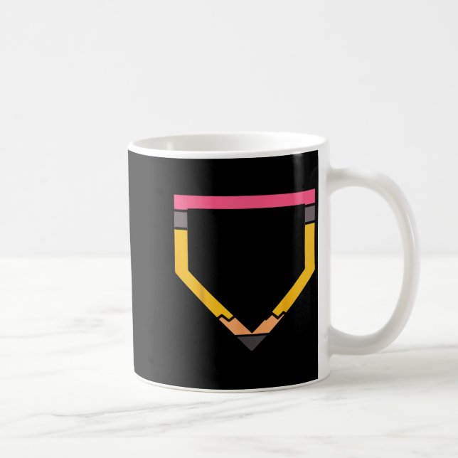Pencil Home Plate Baseball Lovers Boys Kids Back T Coffee Mug (Right)