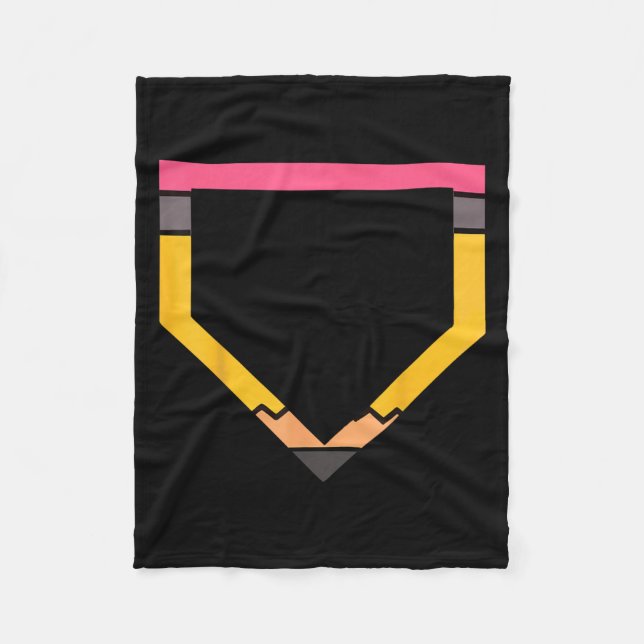 Pencil Home Plate Baseball Lovers Boys Kids Back T Fleece Blanket (Front)