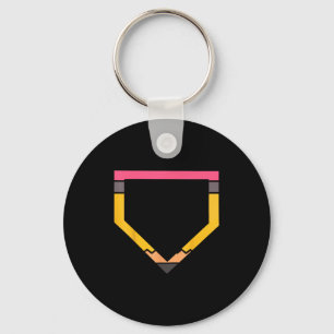 Pencil Home Plate Baseball Lovers Boys Kids Back T Key Ring