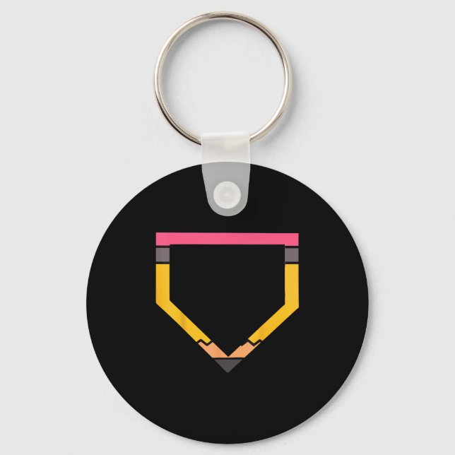 Pencil Home Plate Baseball Lovers Boys Kids Back T Key Ring (Front)