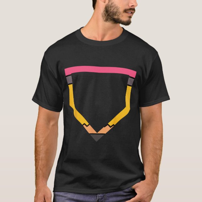 Pencil Home Plate Baseball Lovers Boys Kids Back T T-Shirt (Front)