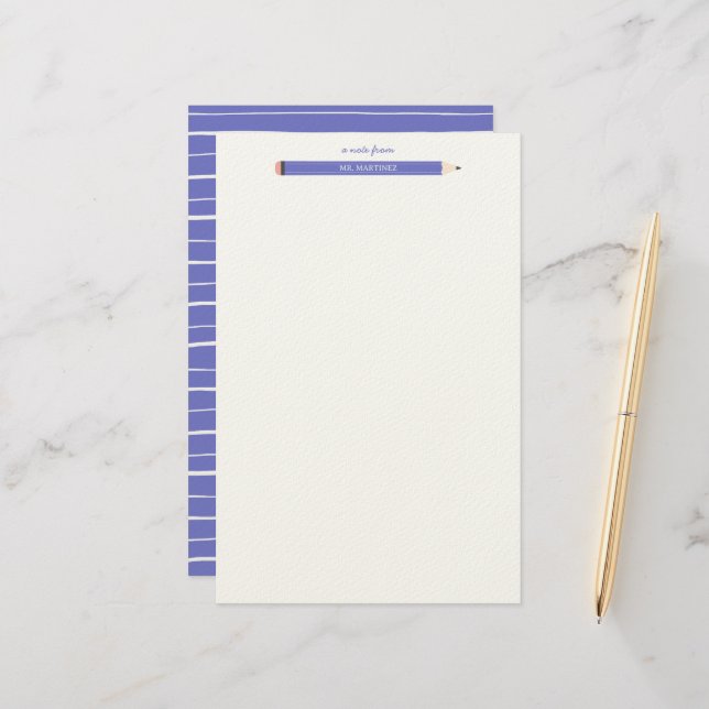 Pencil illustration school teacher stationery (Front/Back In Situ)