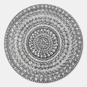 Pencil Original Art Mandala Design Classic Round Sticker