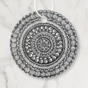 Pencil Original Art Mandala Design Favour Tags