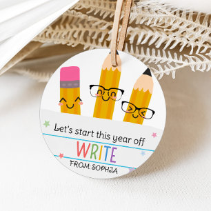 Pencil Paper Back to School Round Favour Tags